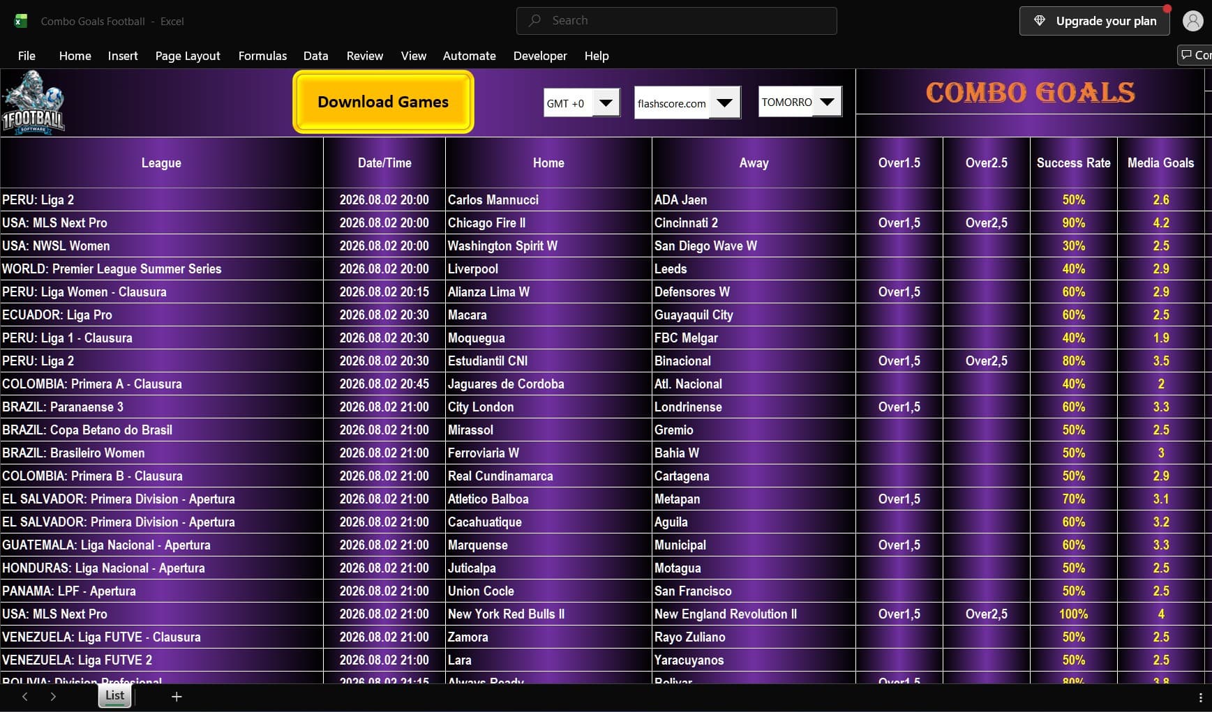 Combo Goals Football Software