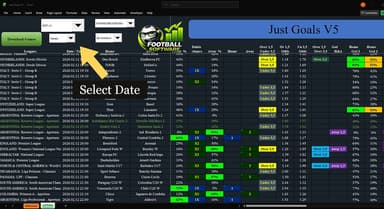 Captura del software Just Goals V5: Software de Pronósticos de Goles