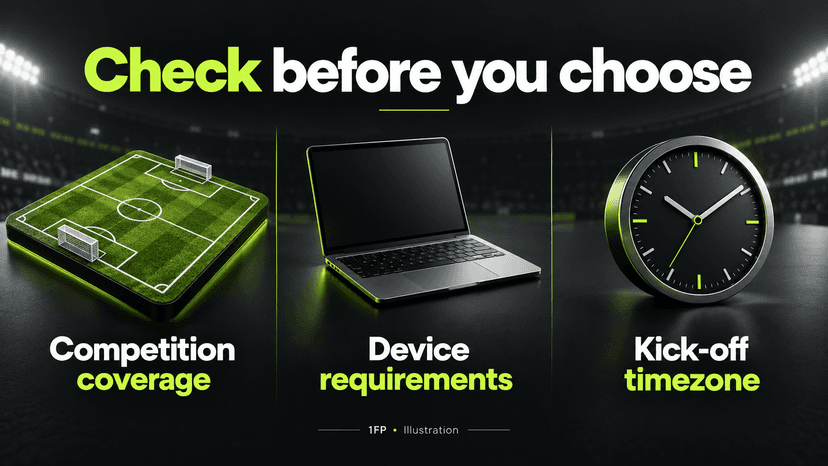 Checklist covering competition coverage, device requirements and kick-off timezone
